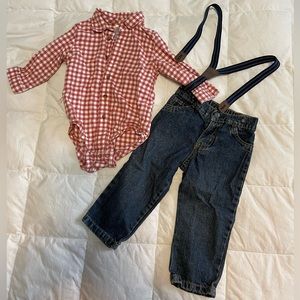 Carter’s 18M Bodysuit, Jeans and Suspenders